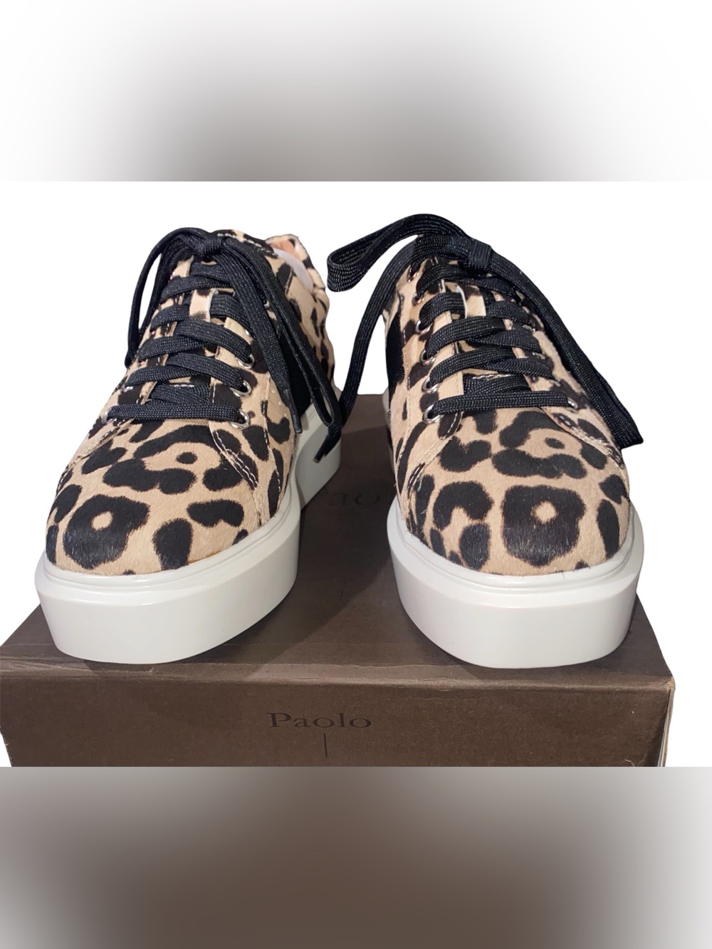Linea Paolo Kim 2 Leopard Calf Hair Platform Sneakers NIB Size 5M